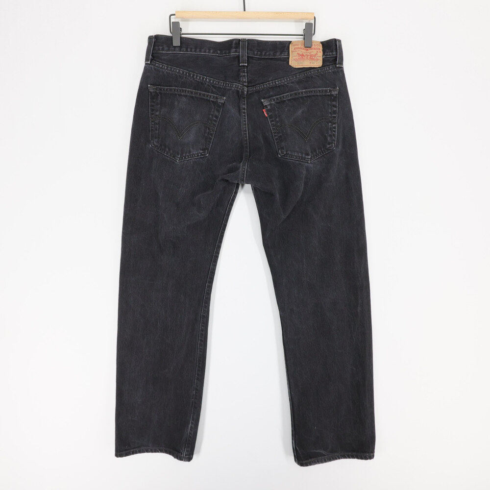 Levis 501 Jeans Mens 36x32 Black Straight Leg Button Fly Denim Original Fit - Picture 2 of 13
